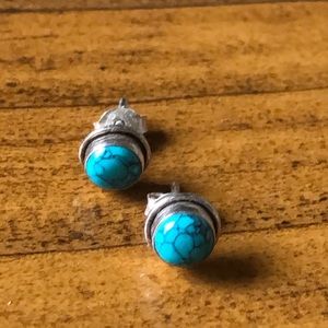 Turquoise and sterling silver stud earrings